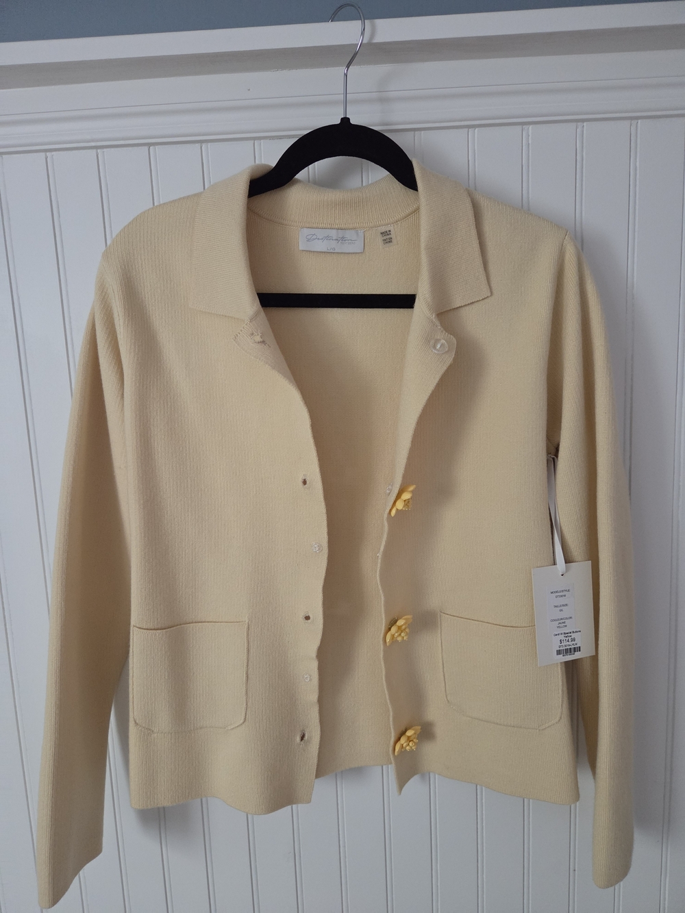Catherine Malandrino Cream Yellow Button-Front Knit Cardigan Jacket